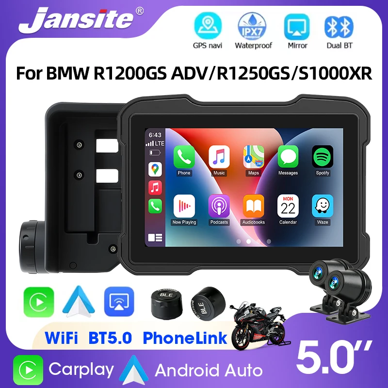 

5 Inch For BMW Motorcycle Carplay GPS Navigation Wireless Carplay Android Auto Dual Bluetooth For BMW R1200GS R1250GS S1000XR