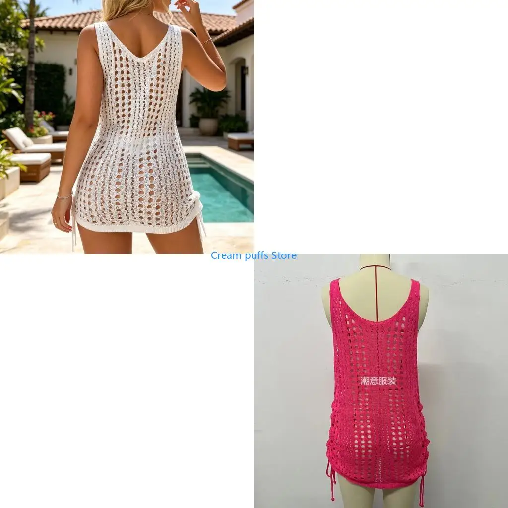 50LE Women's Crochet Swimsuit Coverup - Lightweight  Cover Ups Dress for Beach, Bathing Suit and Vacation