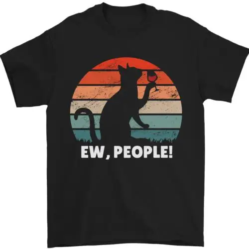 Alcohol Drinking Cat Ew People Mens T-Shirt 100% Cotton