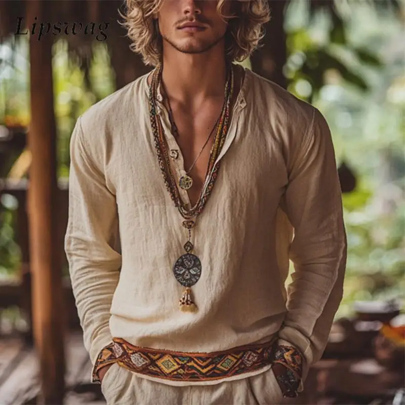 

Classic Mens Long Sleeve Henley Shirts New Casual Breathable Loose Solid Color Tops For Men Summer Leisure Buttoned Pullovers