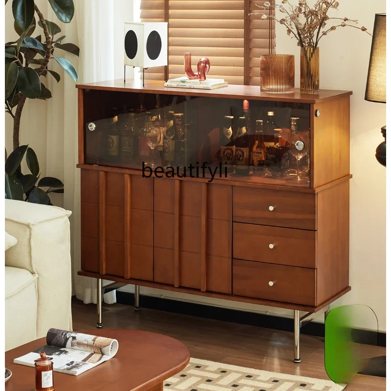 

Retro French solid wood drawer cabinet against the wall storage cabinet next to the sofa medieval locker light luxury