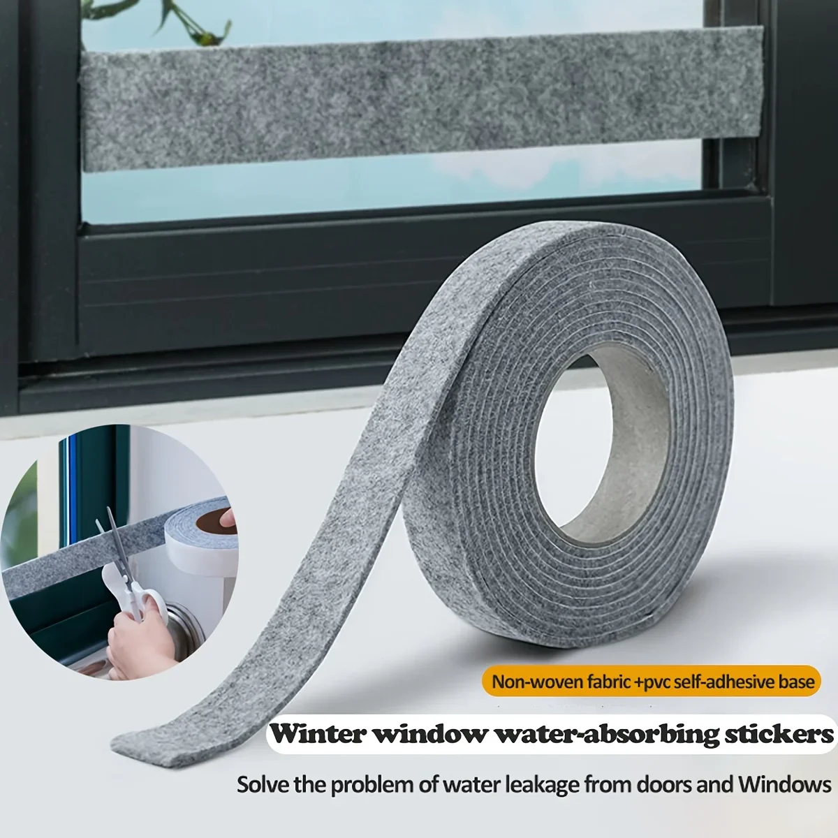 Self-Adhesive Sealing Strip Thickened Door Window Water Absorbing Felt Keep Dry Condensation Prevention Winter Wall Protection