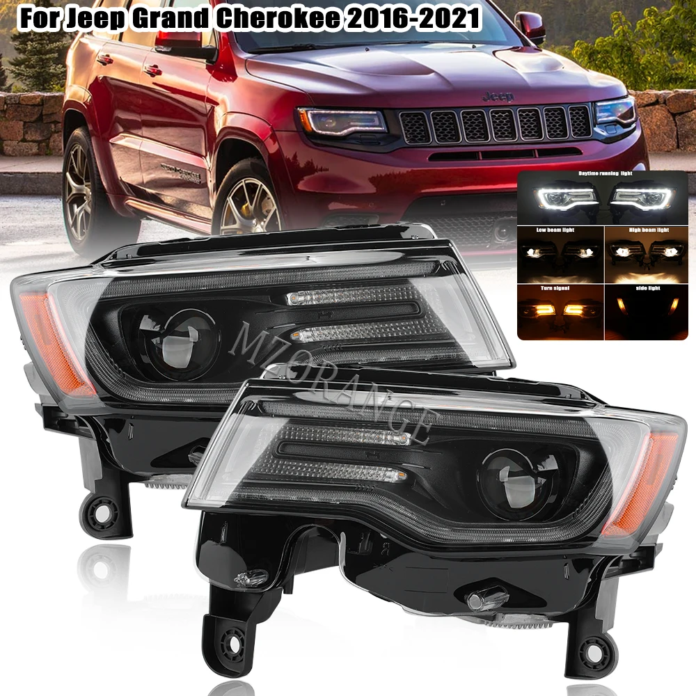 

For Jeep Grand Cherokee 2016 2017 2018 2019 2020 2021 Headlights Replacements Hazard Warning Lights Low Configuration to High