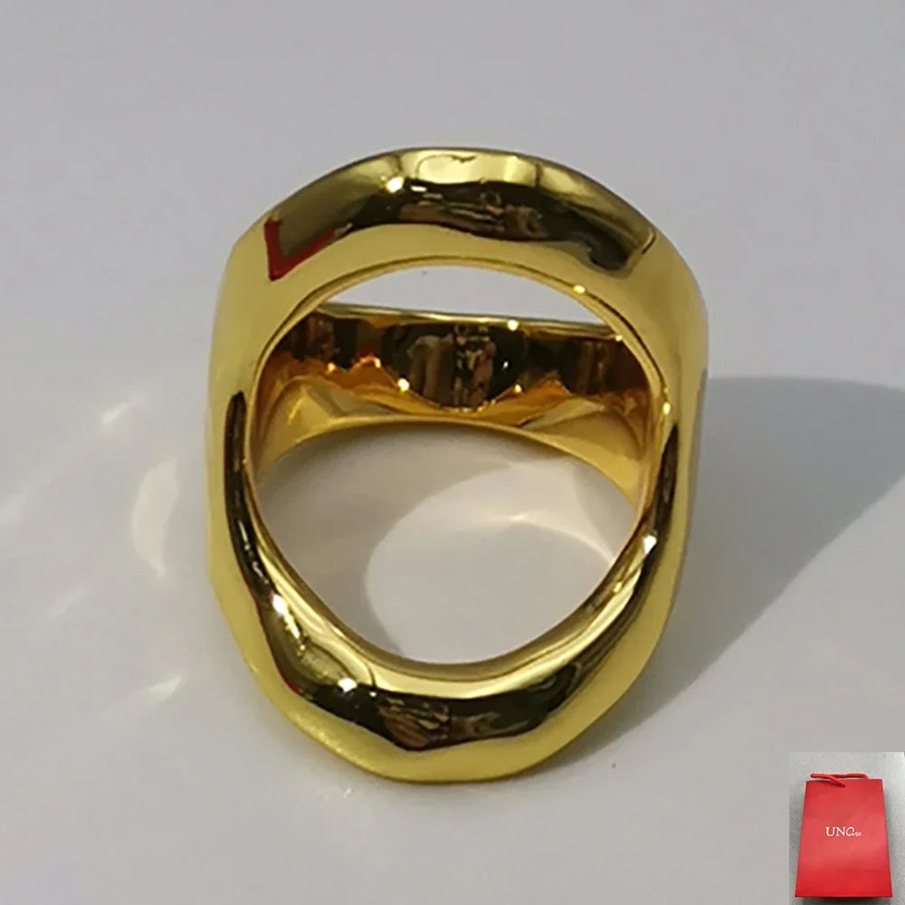 Luxury 2024 Spain new minimalist and exaggerated niche gold hollowed out large circle ring accessories holiday gift