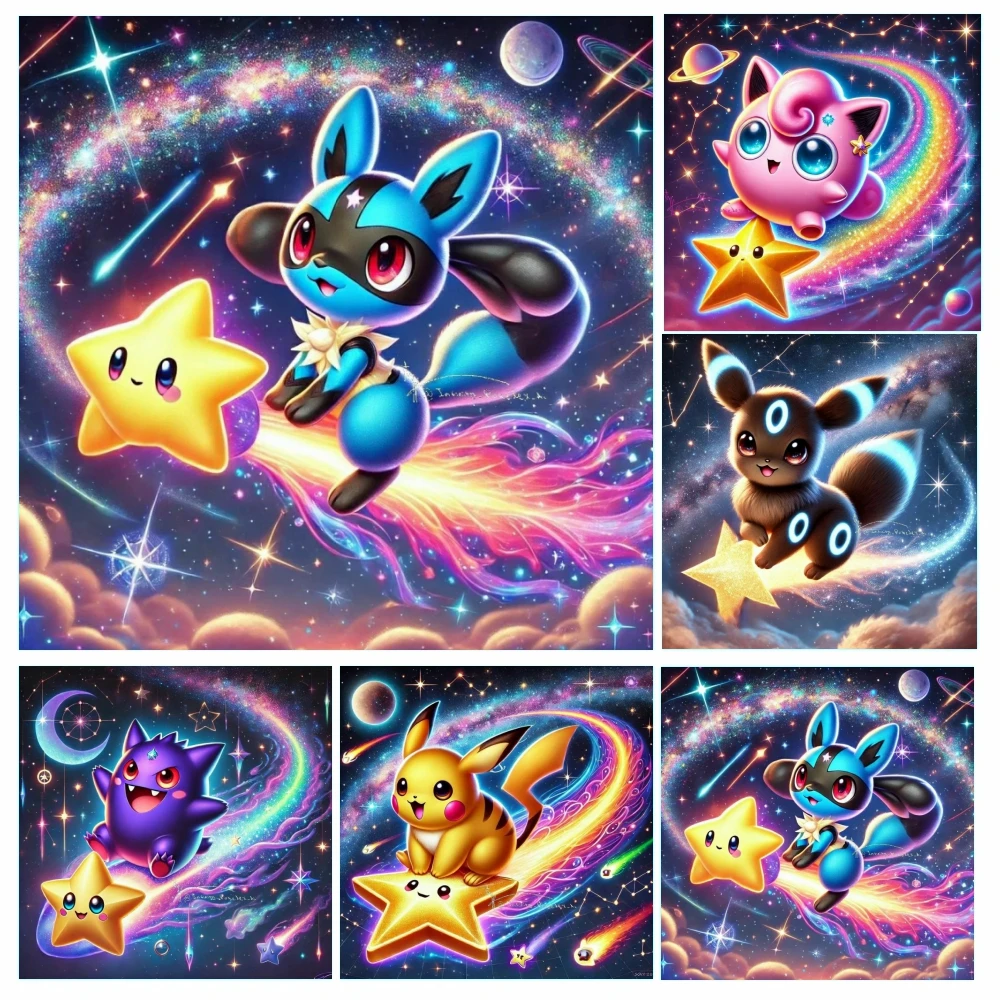 

Набор для вышивания 5D алмазной мозаики «Милые звездные персонажи» (Покемон), мультяшный дизайн, 2026 год, для самостоятельного творчества, вышивка крестом, декор для дома, подарки для детей