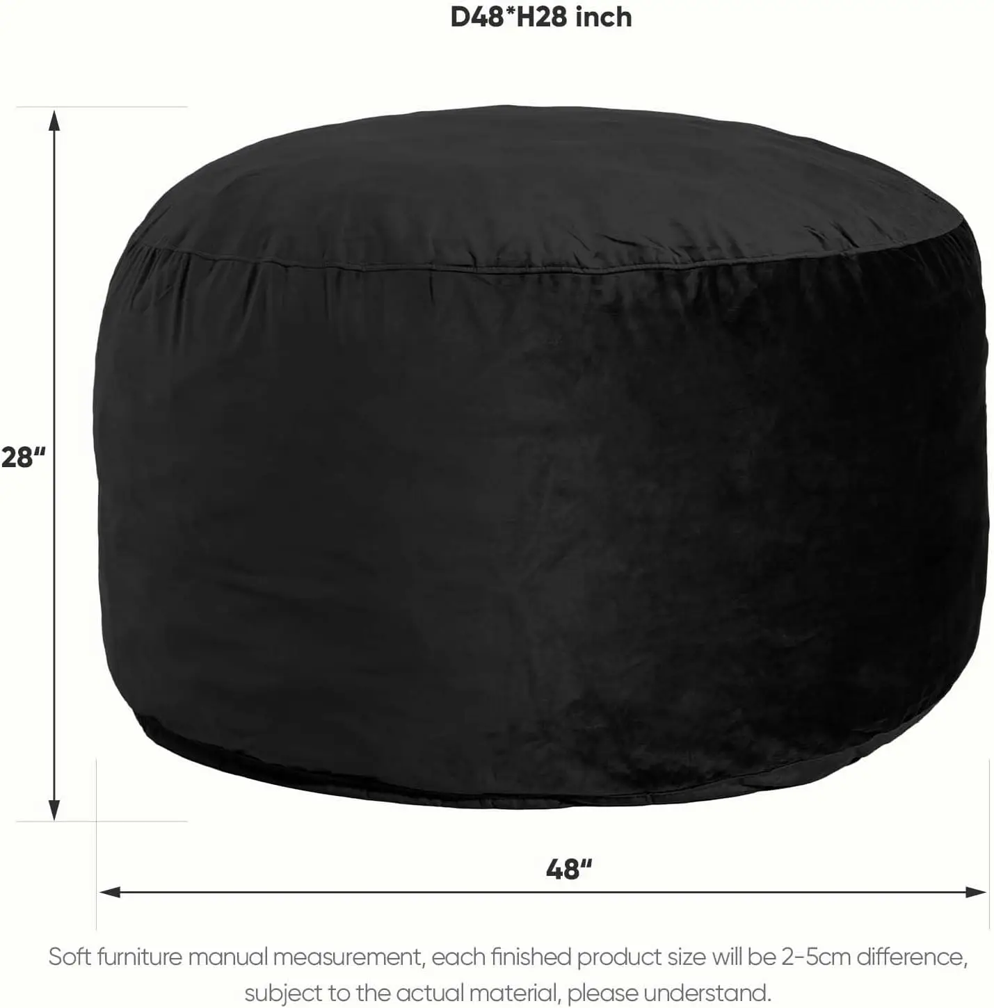 4ft cadeira de espuma de memória, Capa de veludo removível, Cadeiras Giant Bean Bag para adultos e adolescentes, Sofá redondo para dormitório Roo