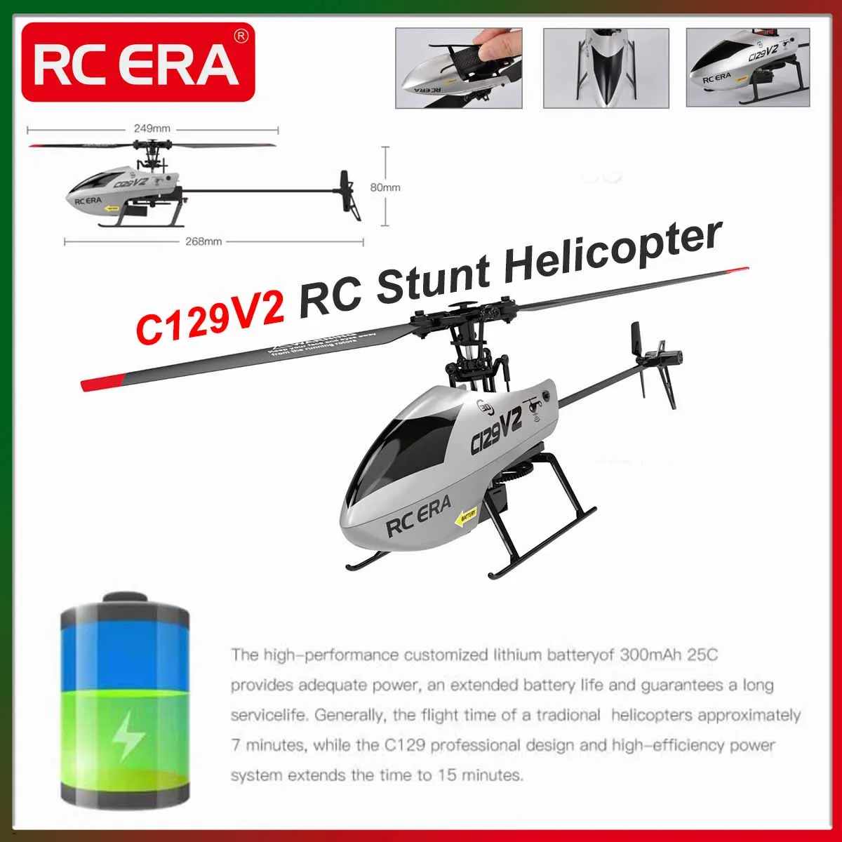 

RC ERA C129 V2 RC Stunt Вертолет 4CH RTF 6-осевой гироскоп Ультрастабильный полет RC Самолет Игрушки на открытом воздухе для взрослых Мальчиков Подарок