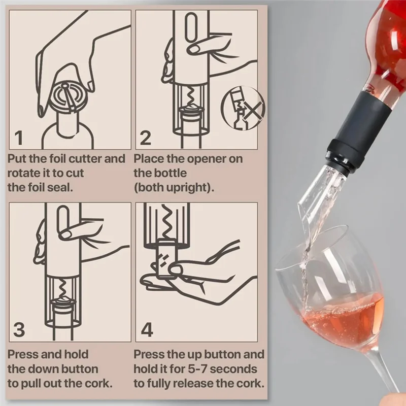 SANQ Electric Wine Bottle Corkscrew Rechargeable Wine Opener One-Click Button Wine Tools Kitchen