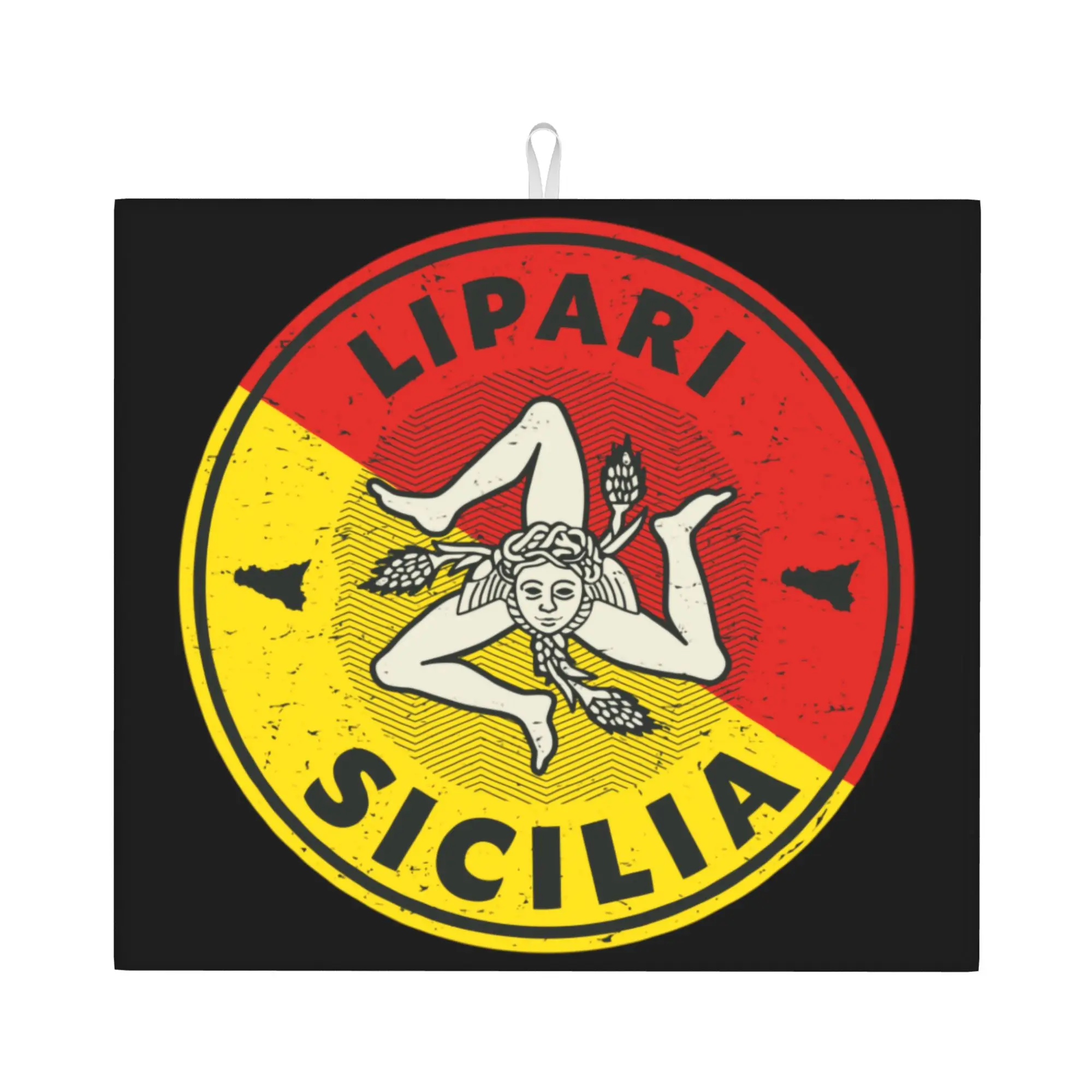 Italian Island Sicily Flag Drying Mat For Kitchen Waterproof Reusable Sicilian Bandiera Bathroom Countertop Protector Mat