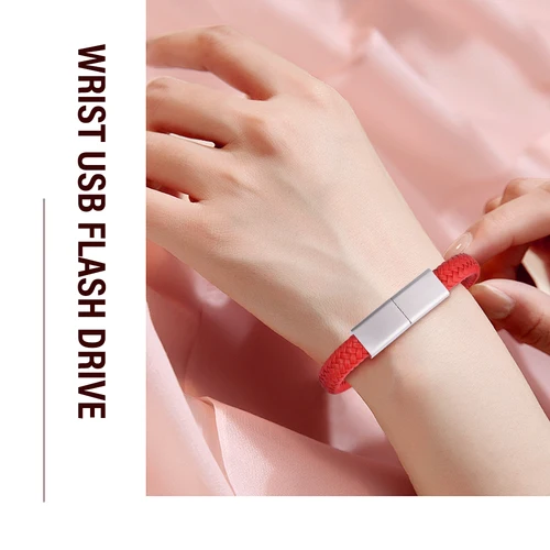 Imagen 2 del producto Pulsera USB 2.0 Unidades Flash 64GB Pulsera roja Pen Drive 128GB Regalos creativos Memory Stick 16GB Impermeable 32GB Disco U negro