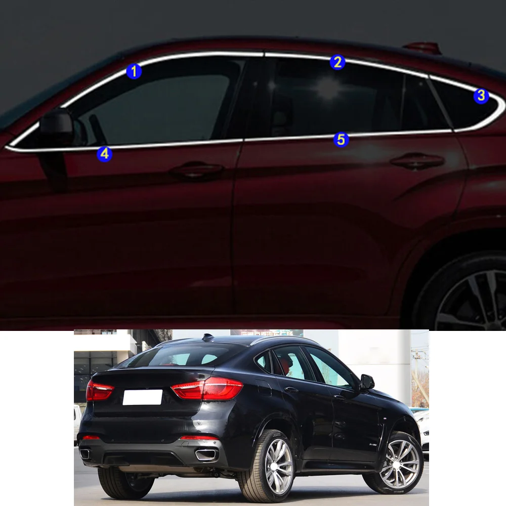 

For BMW X6 xDrive 28i 30i 35i 40i 2015 2016 2017 2018 2019 2020 2021 Sticker Garnish Pillar Window Middle Strip Trim Frame Hoods