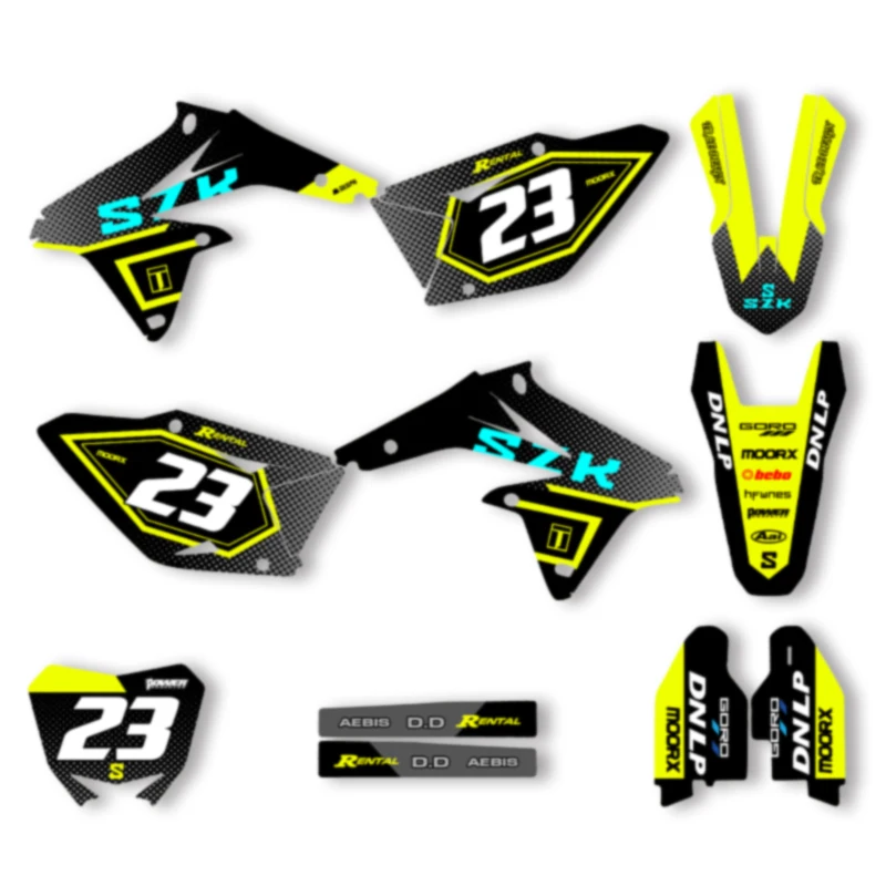 Powerzone For SUZUKI RMZ450 2008-2017 Motorcycle Fairing Graphic Background Decals Sticker Kits Number Name Custom 02