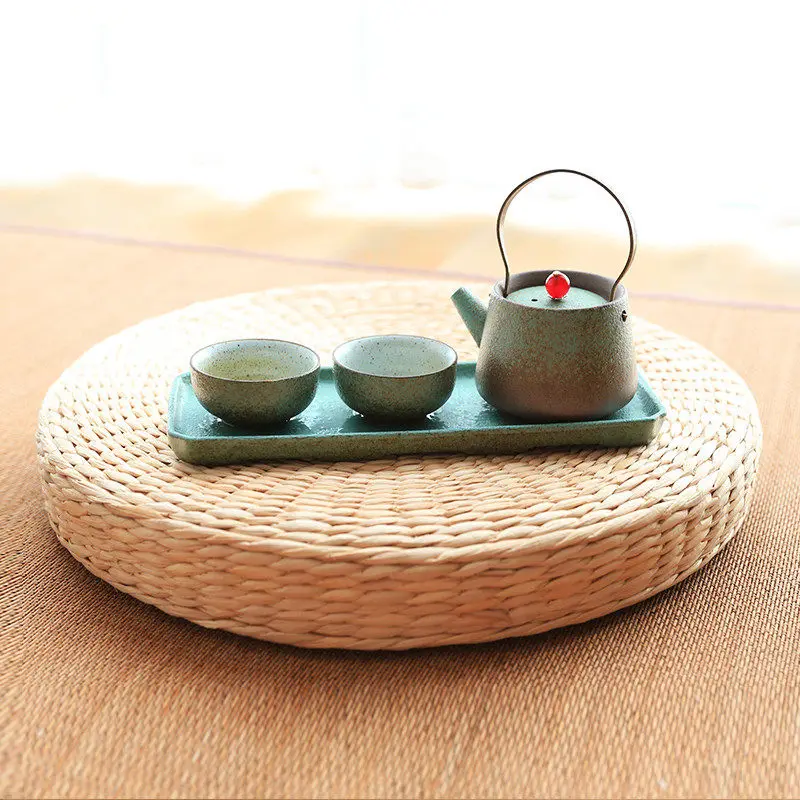 

Круглая утолщенная подушка для медитации Zen Straw, коврик для сидения на коленях, напольная подушка из ротанга для чайной церемонии, для домашнего поклонения и молитв