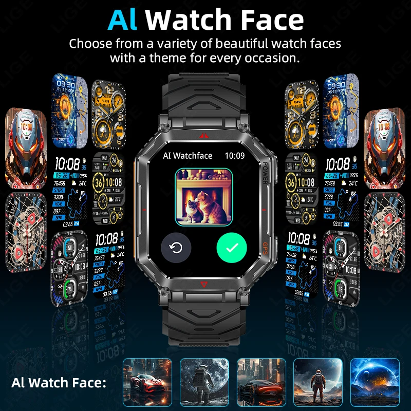 New GPS Tracker Smart Watch Men Compass 450mAh Battery Sport Watch Altimeter Barometer 2.01" HD Screen Bluetooth Call Smartwatch