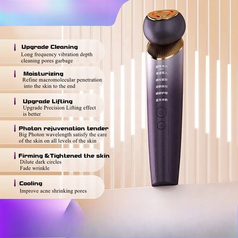 

EMS Microcurrent Facial Toner - Lifting & Firming with Cooling Ice Roller & Red/Blue Light