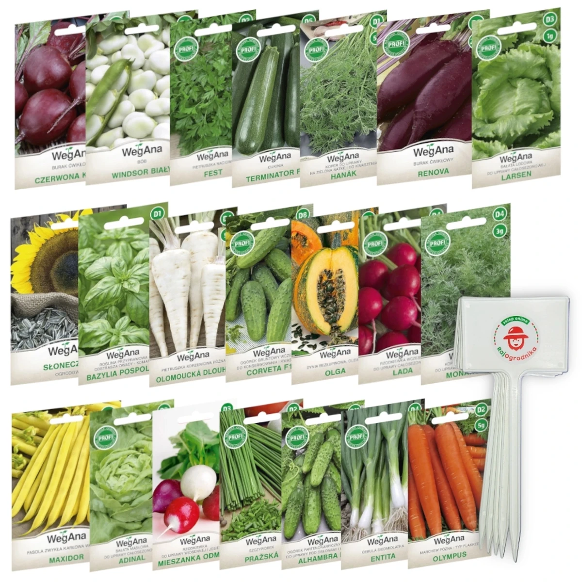 Pflanzenkräutersamen-SET 21-teilig VegAna + 5 Pflanzenetiketten KOSTENLOS