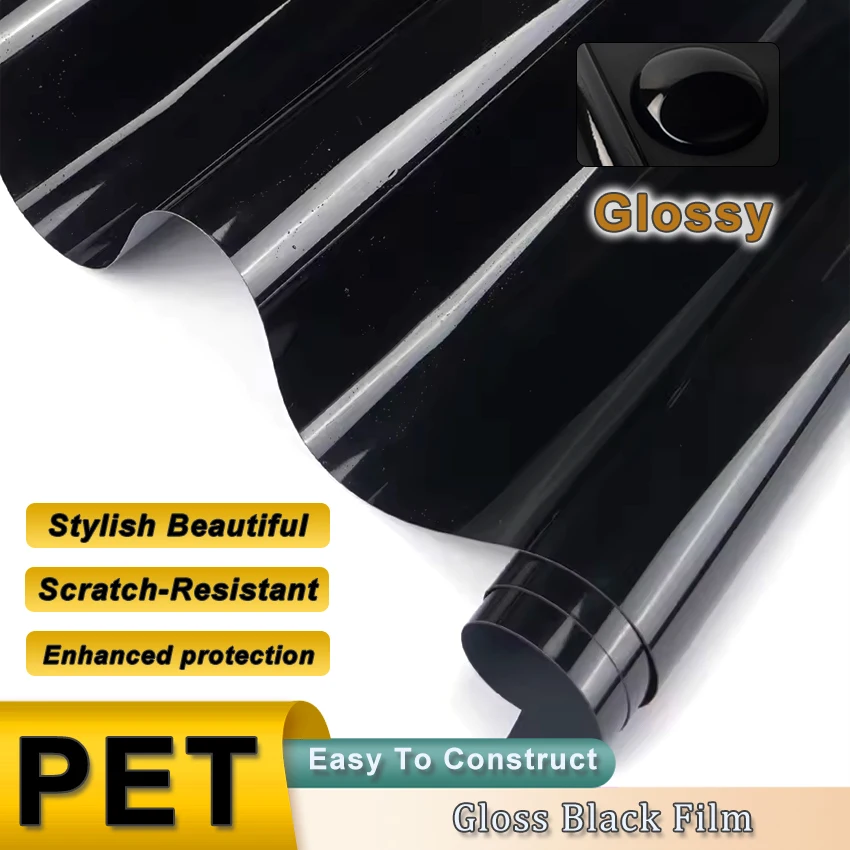

Piano Glossy Black Packaging Film Vinyl Roll Self-Adhesive PET Film Body Decorative Film Car Doors Front Covers Rear view Mirror