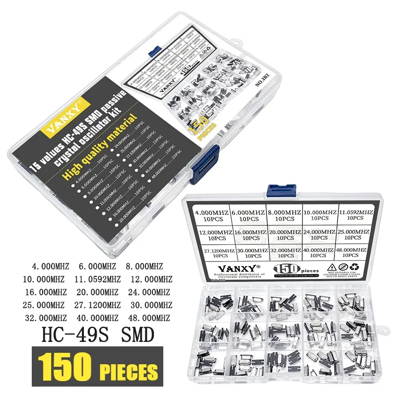 15 values kit 4 6 8 10 11.0592 12 16 20 24 25 27.12 30 32 40 48 MHZ M 6MHZ 8MHZ 16MHZ 11.0592MHZ Crystal Oscillator HC-49S SMD