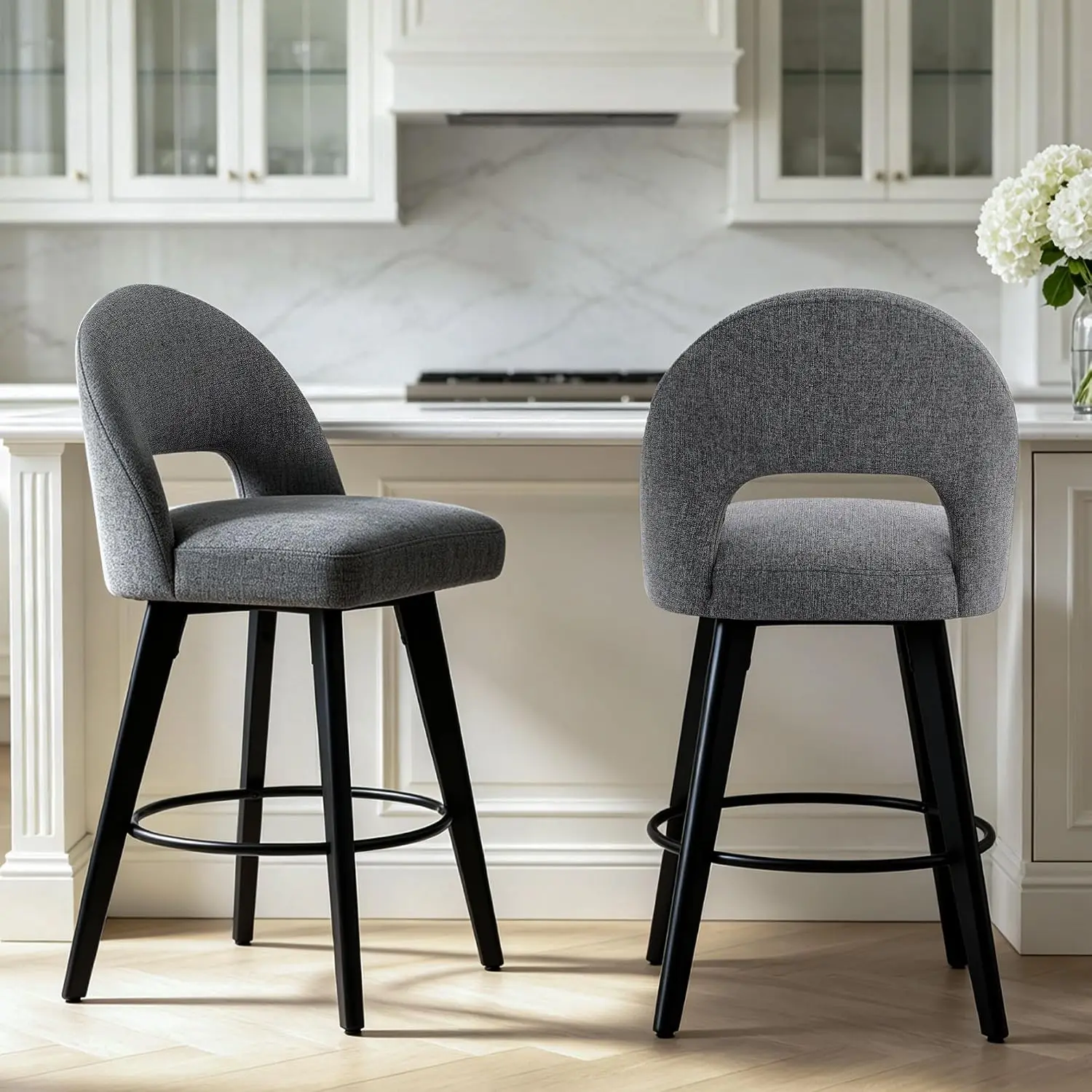 Swivel Bar Stools Set of 2, Upholstered Counter Height Chairs, Kitchen & Dining, 24-26 Inch, Customized