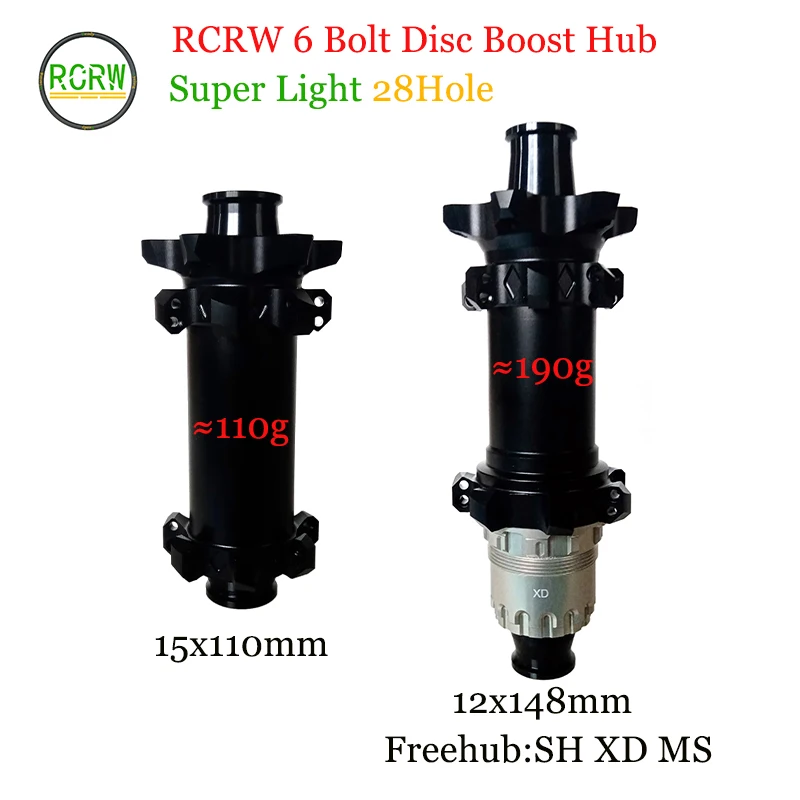 Super Light RCRW Bike hub Boost 6 bolt Disc 28Hole Front 15x110mm Rear 12x148mm Ratchet 72T Shima HG XD MS Microspline Freehub