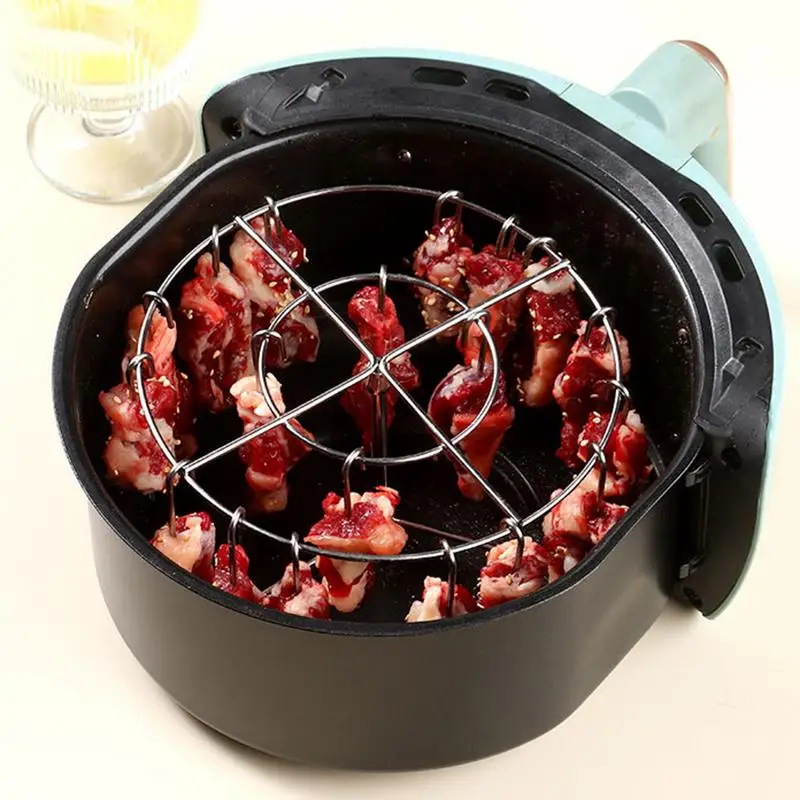 Air Fryer Kebab Rack Stainless Steel Meat Rack Vertical Cooking Chicken Bacon Spit Meat Sticks Grilling Accessories For Barbecue