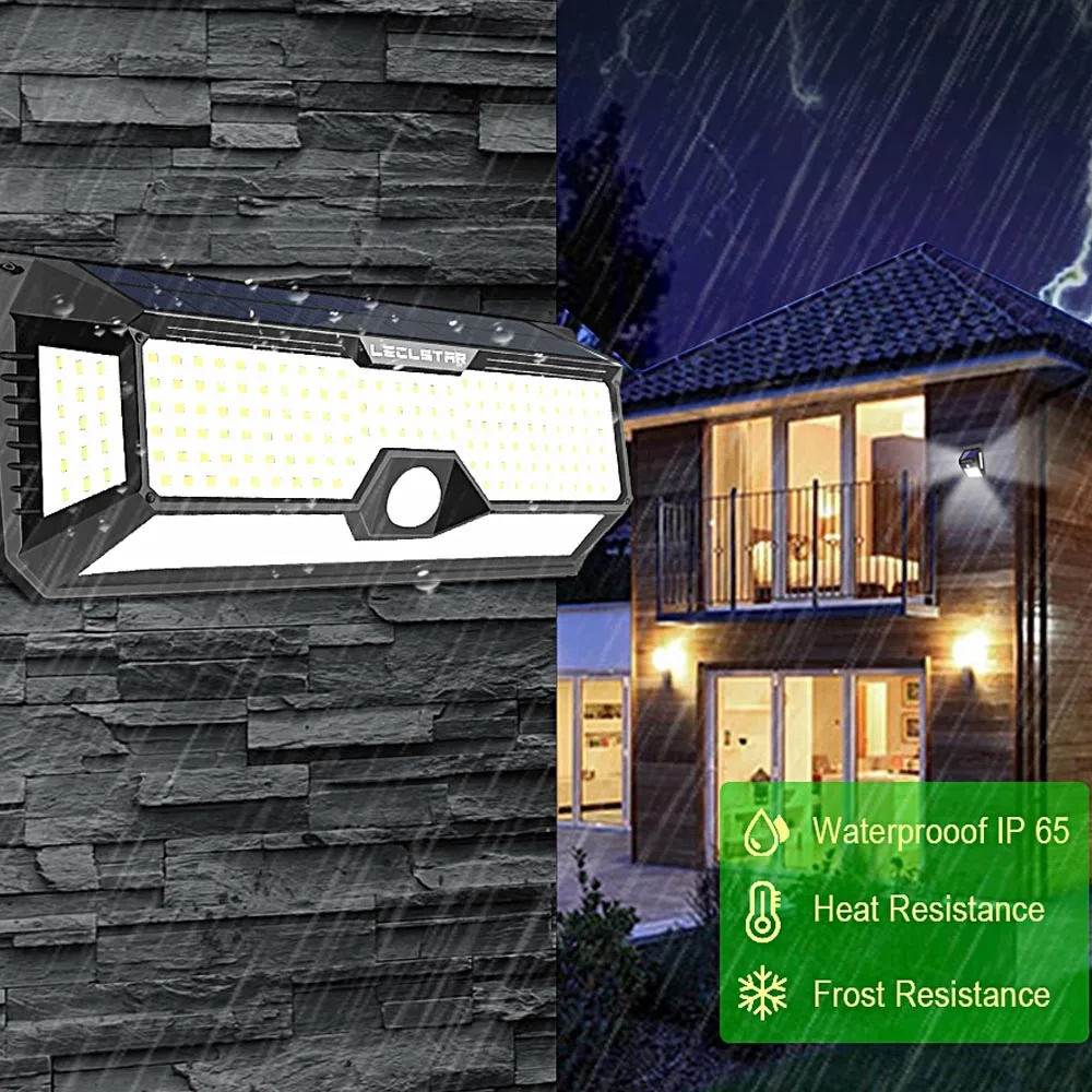 Outdoor Solar Wall Lamp Motion Sensor 268 LED Solar Lights with 3 modes IP65 Wat