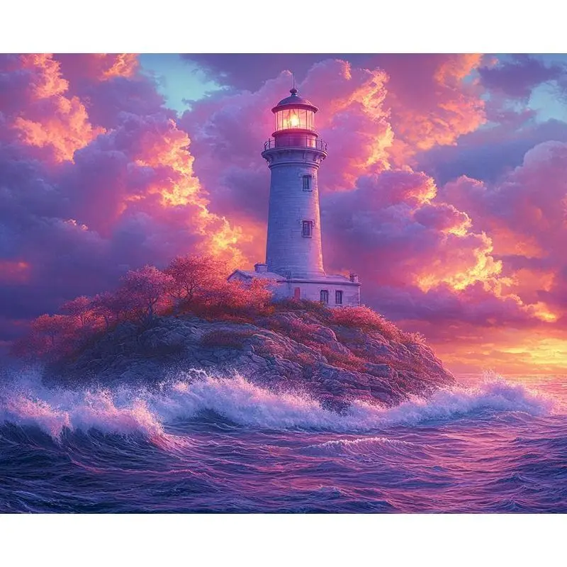 GATYZTORY Paint By Numbers Wall Art Picture Pictures By Numbers Lighthouse Scenery for Adults Beginners Home Decor Gift Crafts