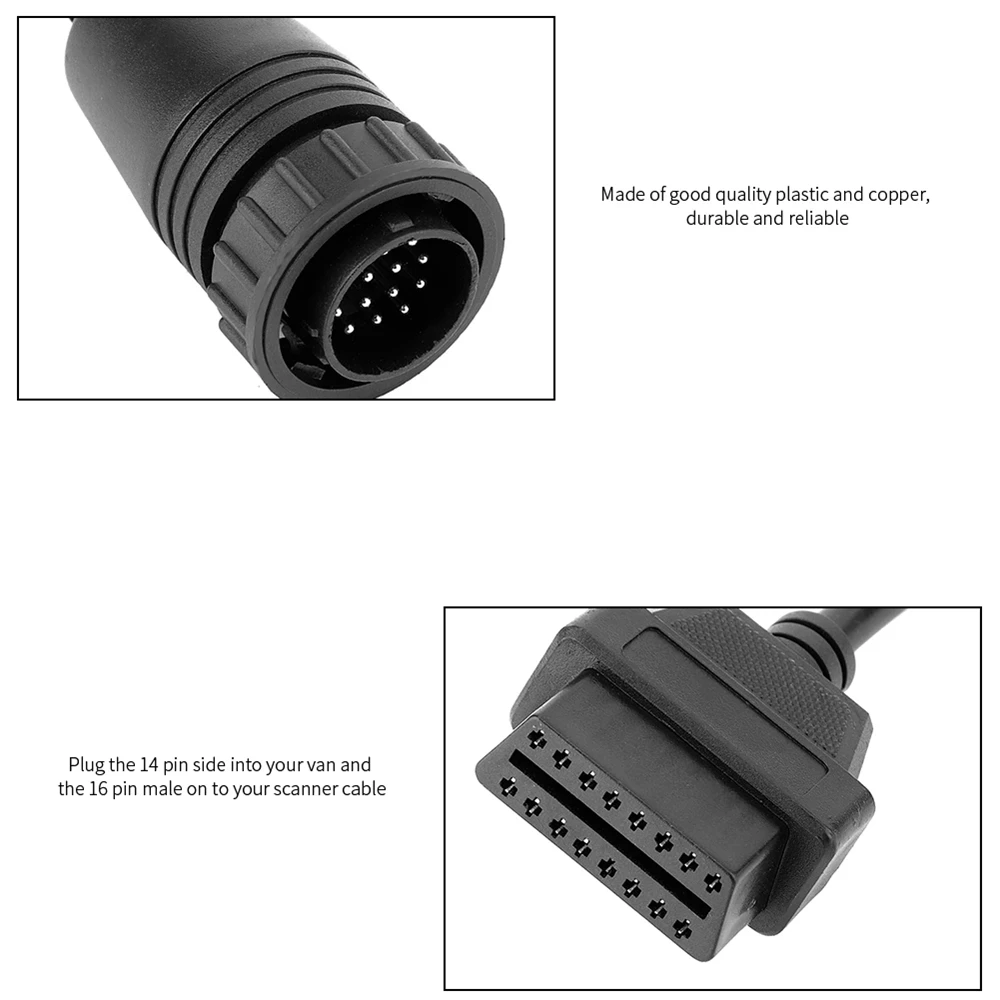 for Mercedes FOR BENZ Sprinter 14pin To 16Pin car Diagnostic cable 14 Pin To OBDII OBD2 OBD II ODB 2 16 Pin Adapter