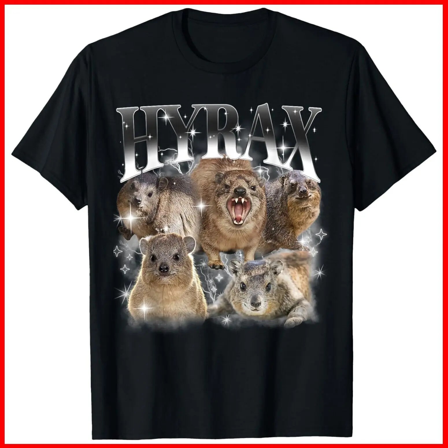 Funny Hyrax Oddly Specific Meme Animal For Family Black Cotton T-Shirt S-5XL