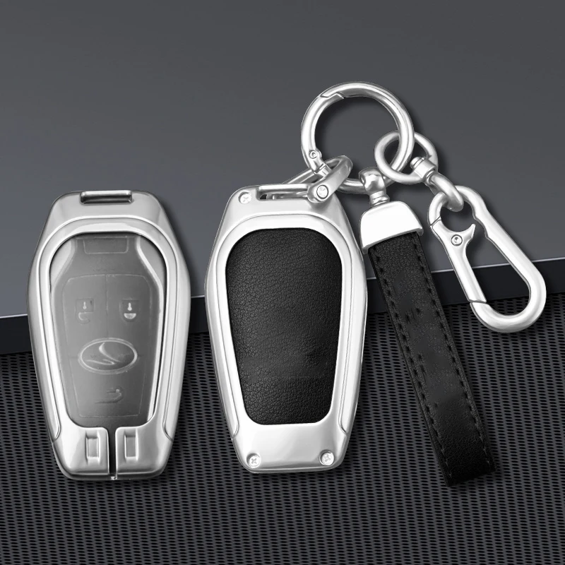 For Southeast DX3 DX7 Braun New Zinc Alloy Leather Car Remote Key Case Cover Holder Fob Protector Shell Car Interior Accessories