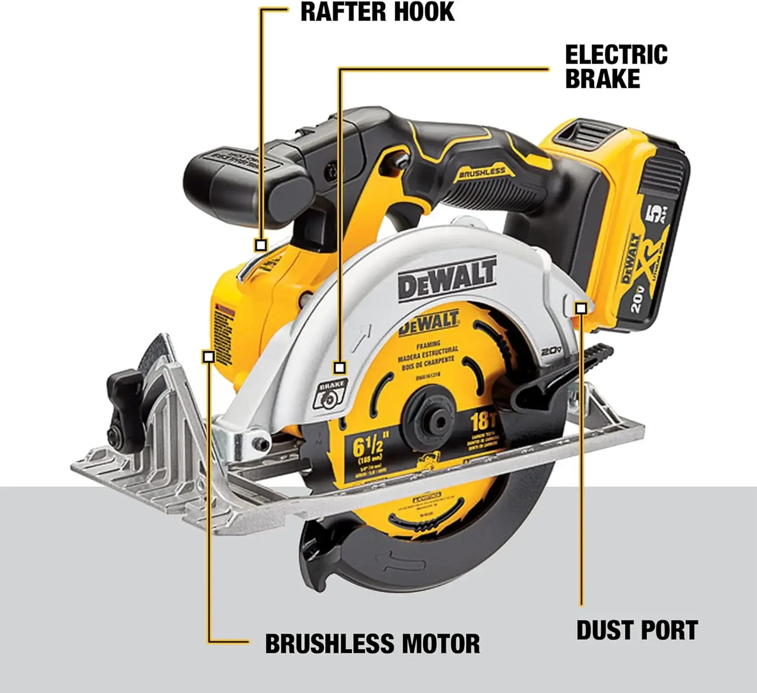 DEWALT 20V MAX* Circular Saw, 6-1/2-Inch, Cordless Kit (DCS565P1)