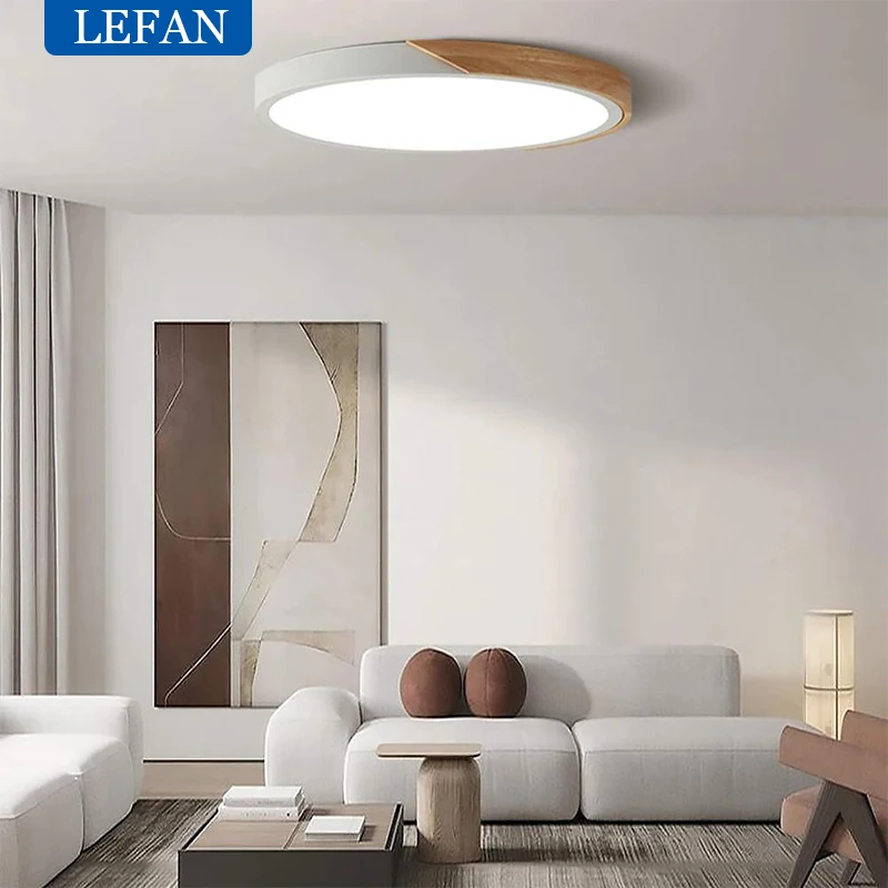 Imagem -06 - Ultra Fino Led Luz de Teto Superfície Montagem Luminária de Madeira Sala de Estar Home Decor Varanda Moderno