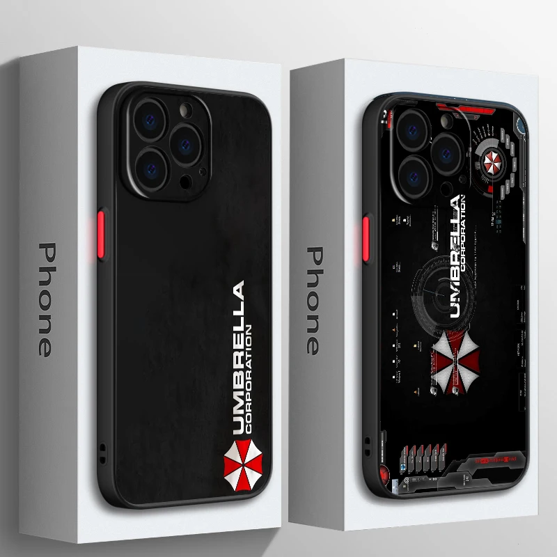 Biohazard Umbrella Corps For iPhone 15 14 13 12 Mini 11 XS Pro Max X XR 8 7 6 Plus Frosted Translucent Phone Case Cover