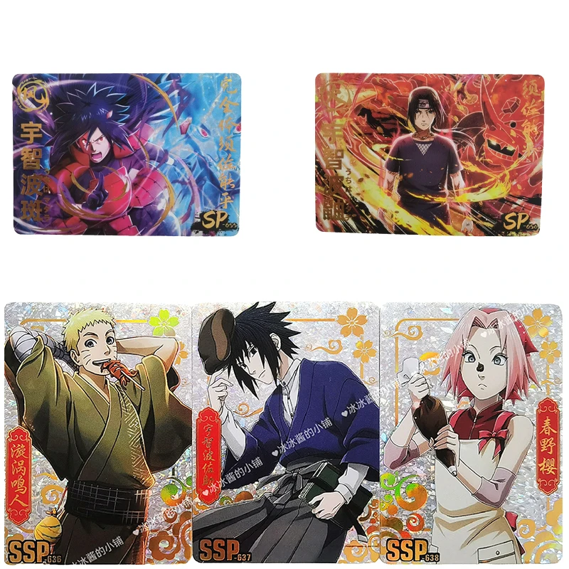 Naruto Ssp Series Uchiha Madara Uzumaki Naruto Anime Characters Bronzing Collection Flash Card Cartoon Toys Christmas Gift