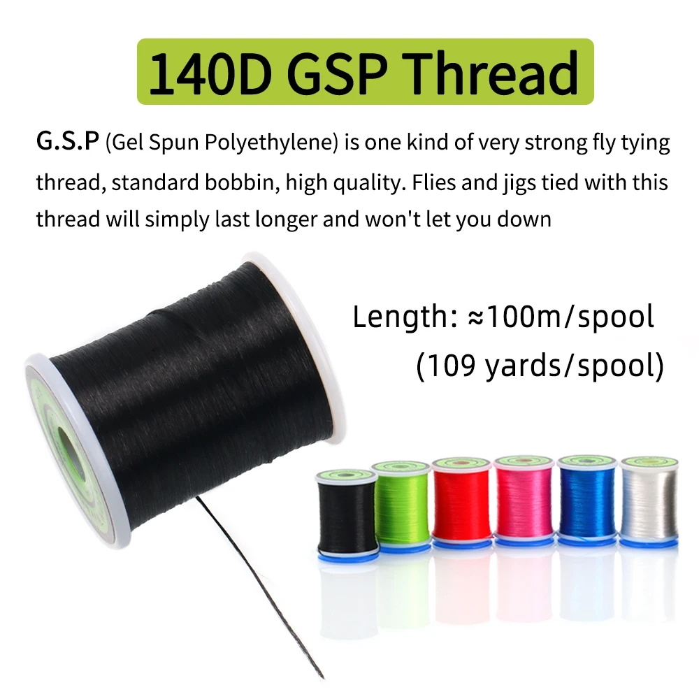1Spool/3Spools 140D GSP Fly Tying Thread Strong Fly Fishing Binding Line for Saltwater Streamer Pike Bass Flies Jig Hook Lure