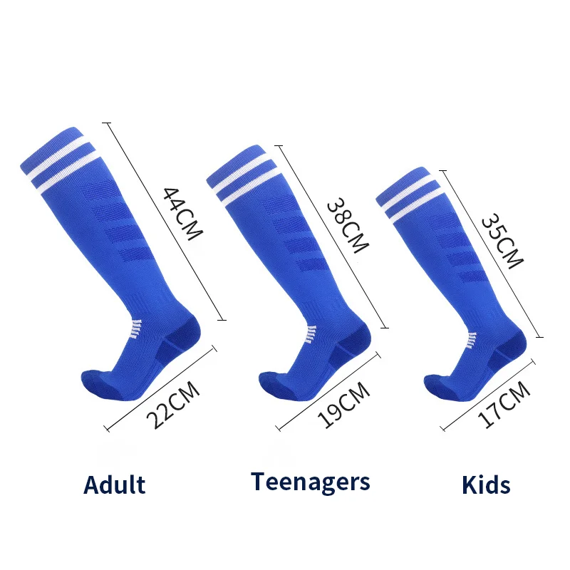 3 /6 Pairs Youth Kids and Adult Soccer Football Stripes Socks Over the Calf Thick Cushion Sole Striped Tube Socks Toe Protection