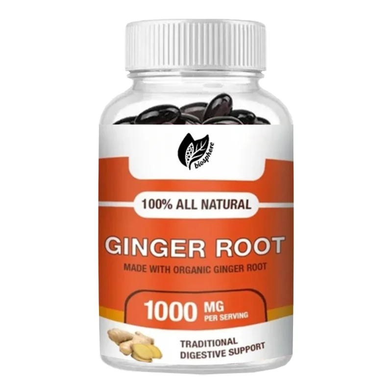 

Raw Ginger Root - Organic (60 Vegetables), 1000mg Per Serving | Supports Digestive Health, Non GMO