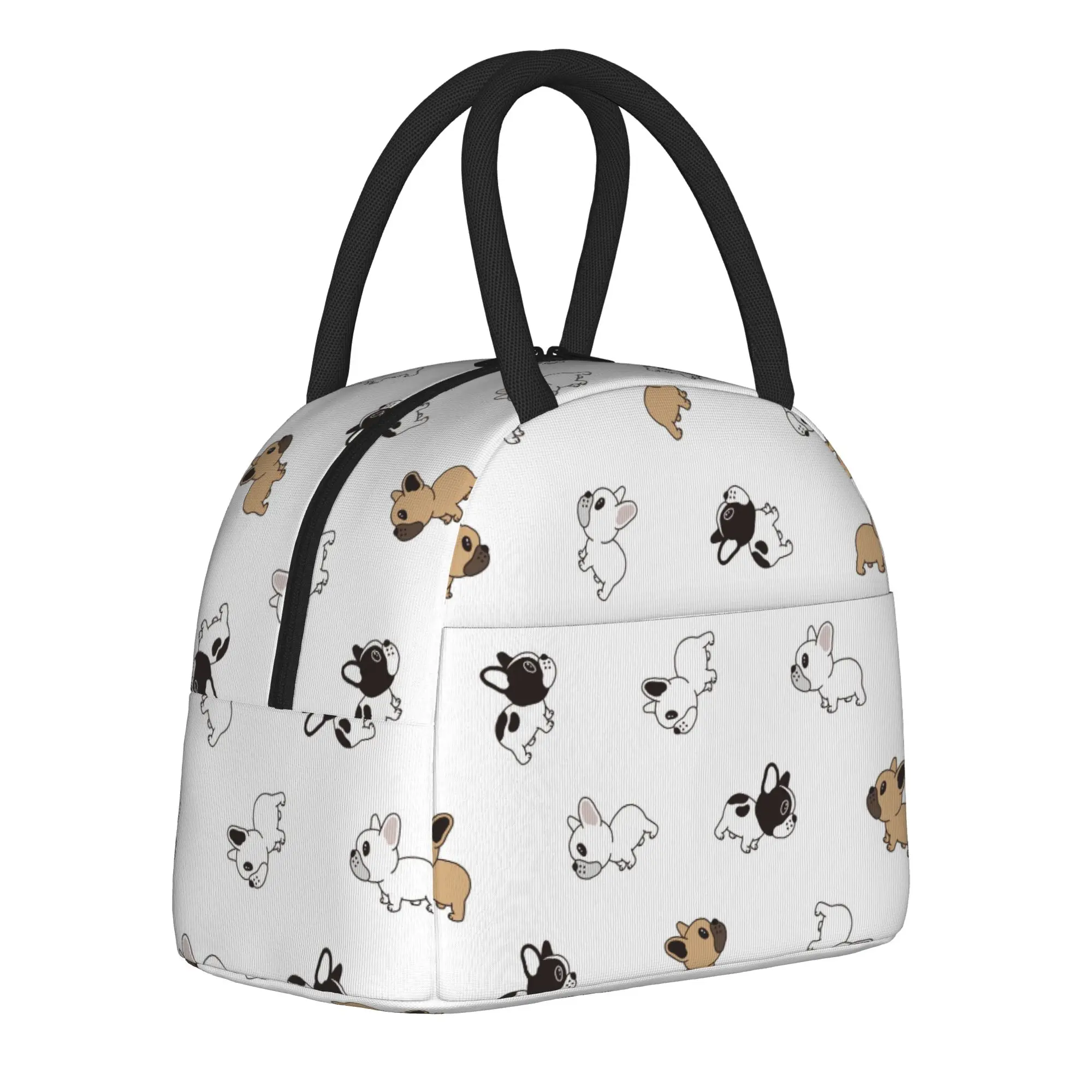 

Cute Dog Bulldog Insulated Lunch Bag Thermal Bag Reusable Animal Large Tote Lunch Box Food Storage Bags College Travel