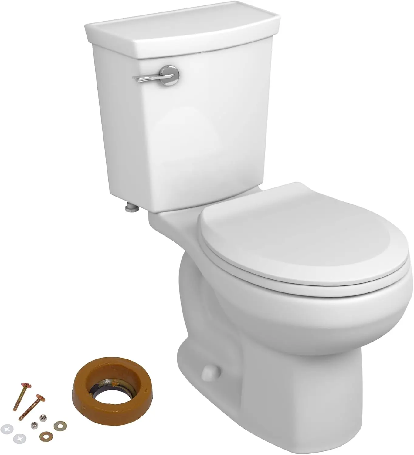 H2Optimum Two-Piece Toilet with Toilet Seat and Wax Ring, Round Front, Standard Height, White, 1.1 gpf