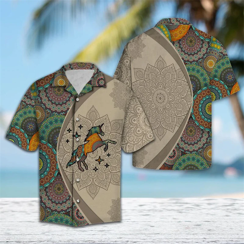 

Fashion Unicorn Pattern Hawaiian Shirts For Men Summer Trendy Streetwear 3D Printed Short Sleeve Shirt Cool Oversized Blouses