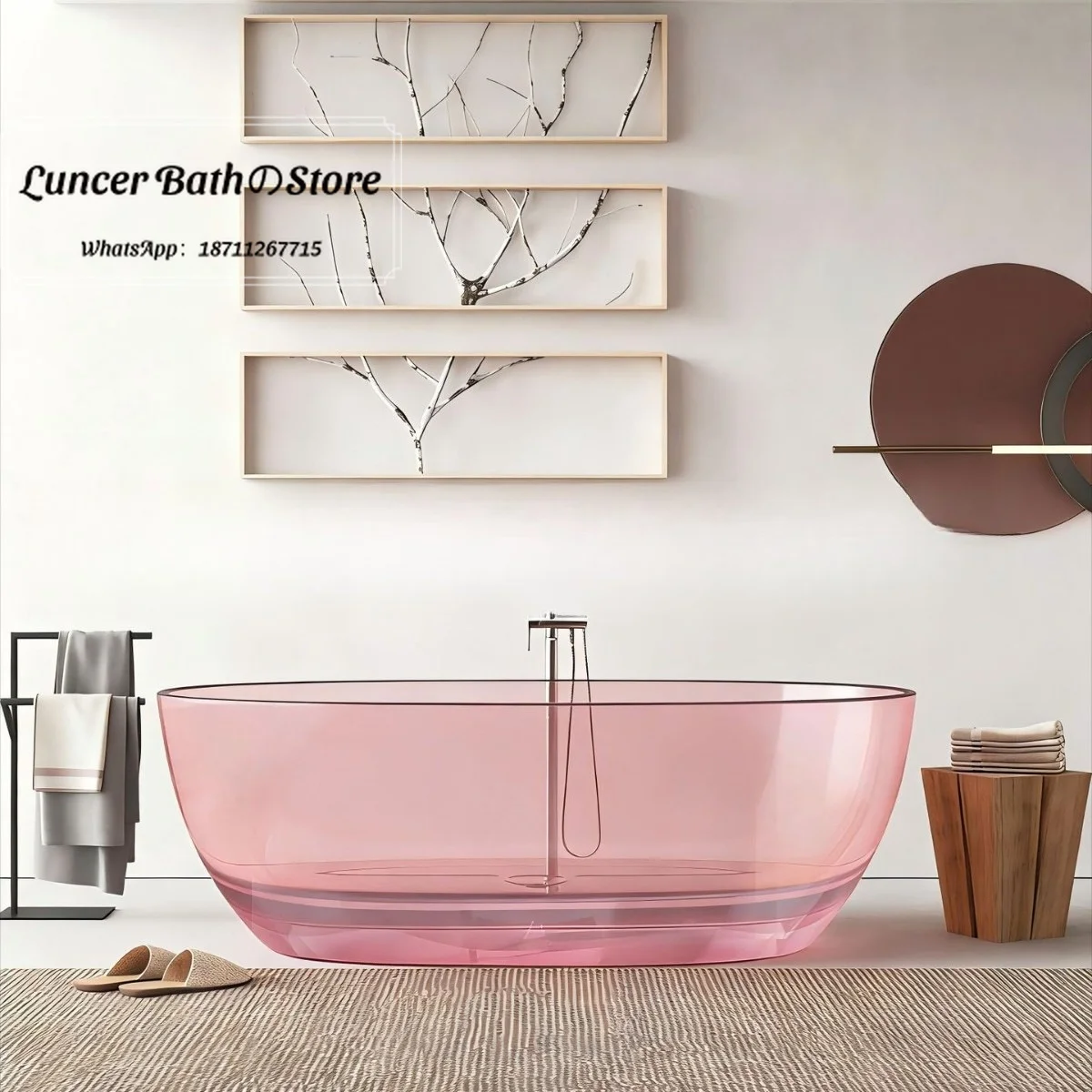 Transparent resin full bathtub, household independent double-person bathtub, suitable for hotels and guesthouses