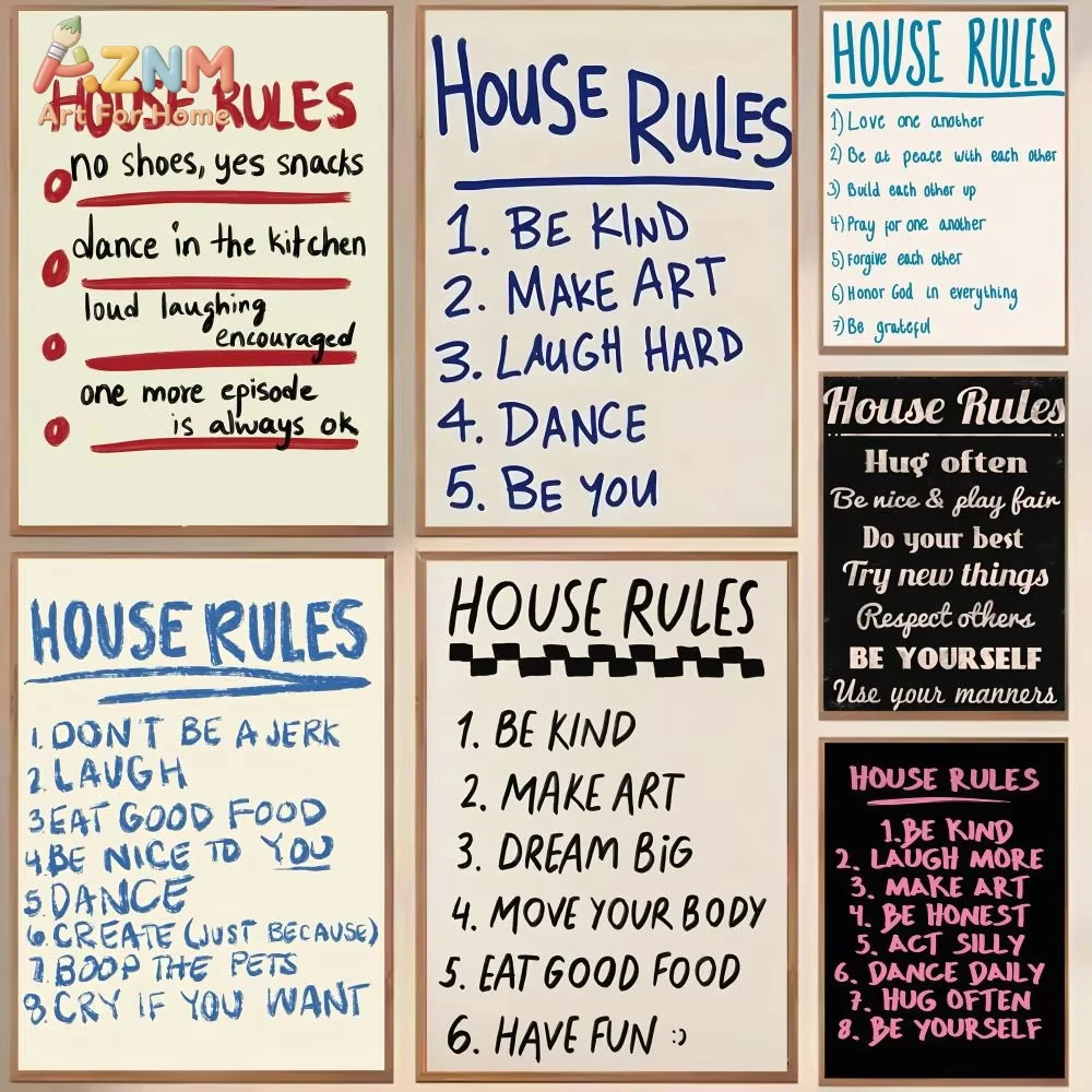 

Постер с правилами поведения в доме, 1 шт., современный и элегантный настенный декор для дома, настенное искусство для гостиной