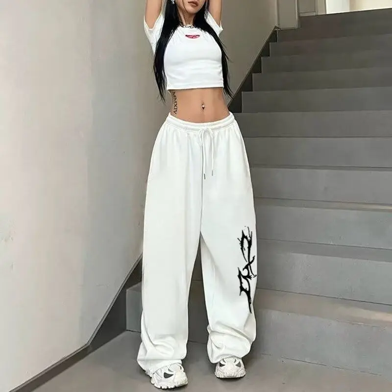 American Sweatpants Loose Straight Hip Hop Jazz Wide Leg Pants Casual Lazy Street Dance Hip Hop Sports Trousers Holographic