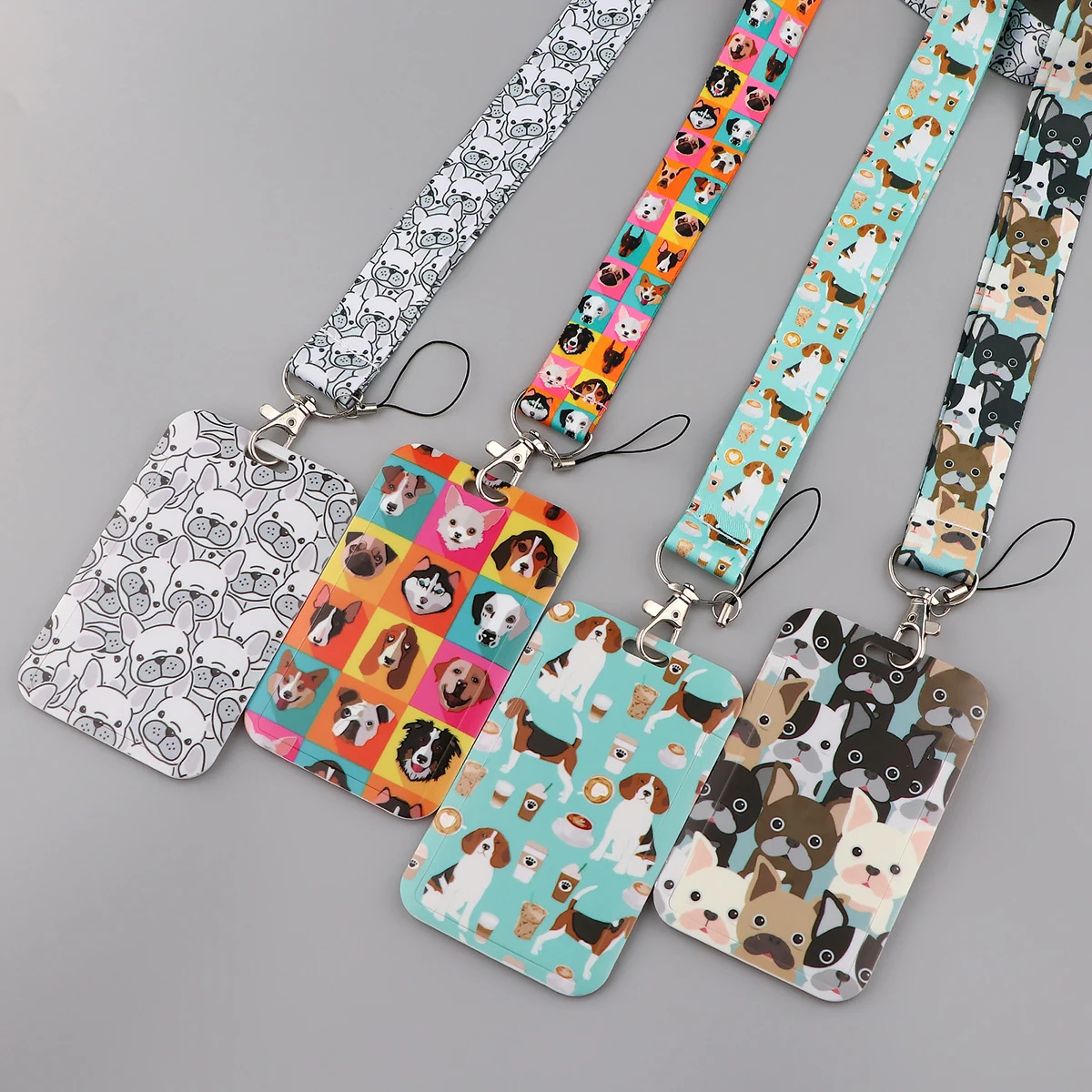 Cute Pet Dog ID Card Holder, Chaveiros Lanyards para Key, Gym Cell Phone Strap, USB Badge Holder, DIY corda pendurada