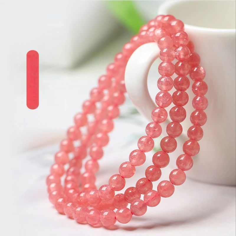 

7A Ice-like Rhodochrosite Three-Circle Bracelet Natural Crystal Multi-Circle Peach Blossom Luck