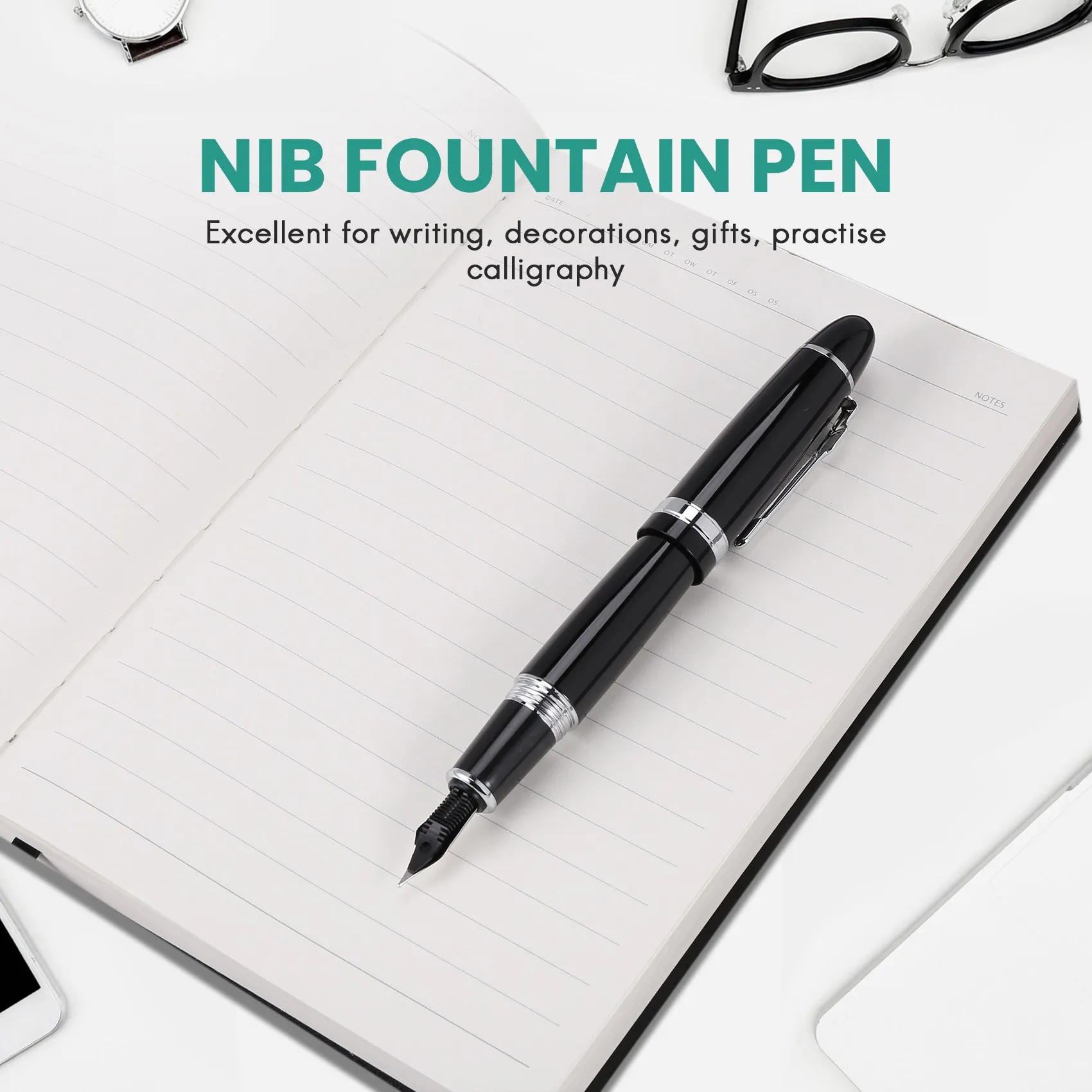 قلم حبر منقار أسود وفضي ، زينة هدايا سميكة ، الولايات المتحدة الأمريكية ، من الولايات المتحدة الأمريكية