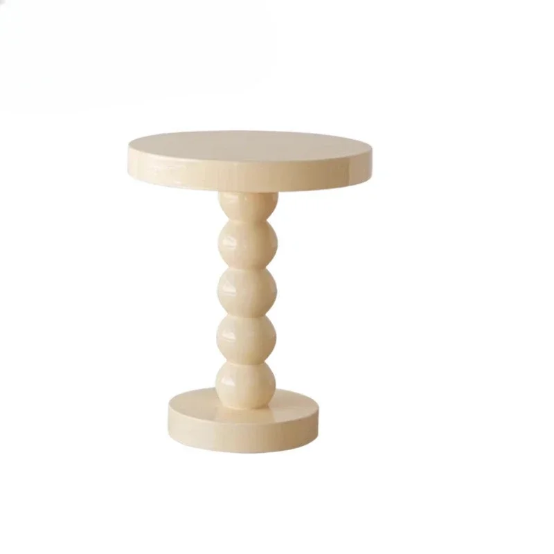 Ins nordic modern design white cream color end table lamp round table wooden side wood coffee table for home decoration