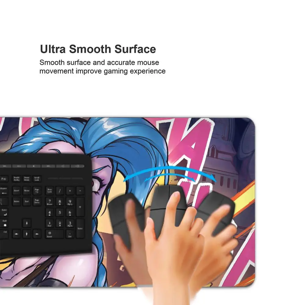 Hot Anime LOL Arcane JINX Mouse Pad Keyboard Mousepad large 1200X600 mm Desk Mat PC Gamer Office Carpet Home Table pad