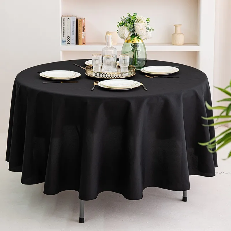 Home-use Polyester Rectangular White Tablecloth, Banquet Table Cover, Wedding Party Table Decor, Pure Color Brushed Durable