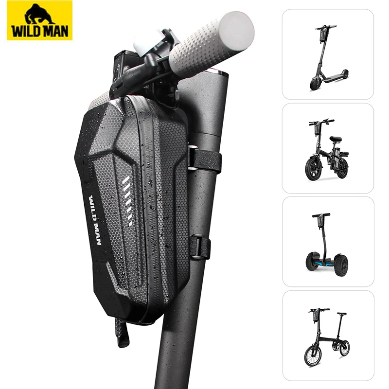 WILD MAN Rainproof Folding Bicycle Bag Electric Scooter Hangs Bag Universal Electric Scooter EVA Hard Shell Bag Bike Accessories